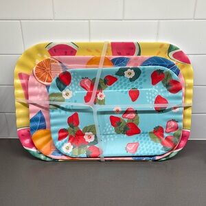 Colorful Fruit Print Serving Tray Set (3)